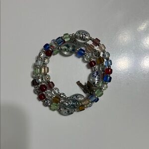 Colorful Beaded Bracelet Small Cross and Heart